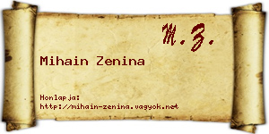 Mihain Zenina névjegykártya
